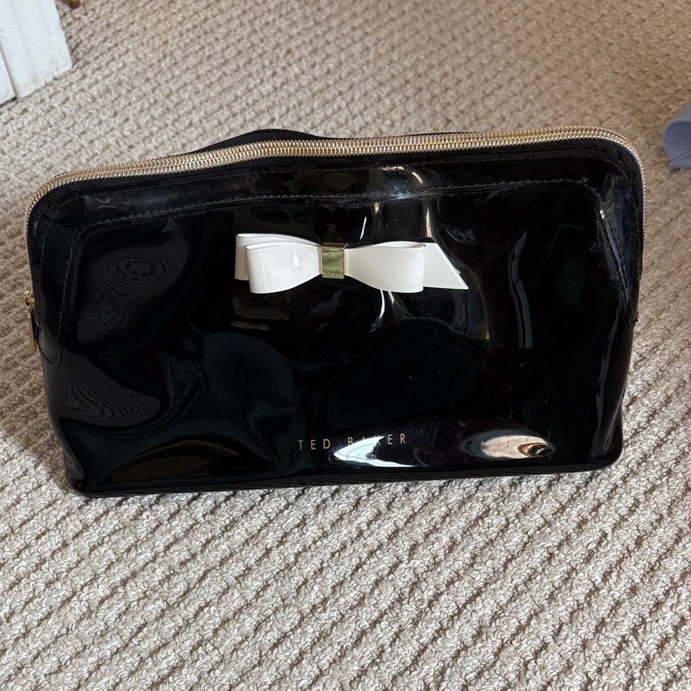 Ted Baker Glossy Black Bag with White Bow